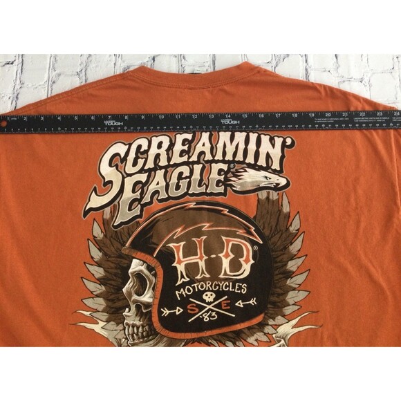 Harley-Davidson T-Shirt Men’s Size 2XL Orange Screamin Eagles Motorcycles Gildan - Picture 6 of 9